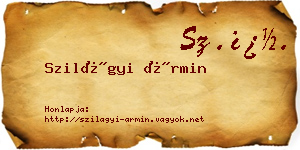 Szilágyi Ármin névjegykártya